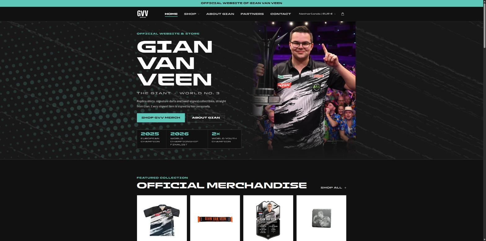 Website en webshop van Gian van Veen op Shopify