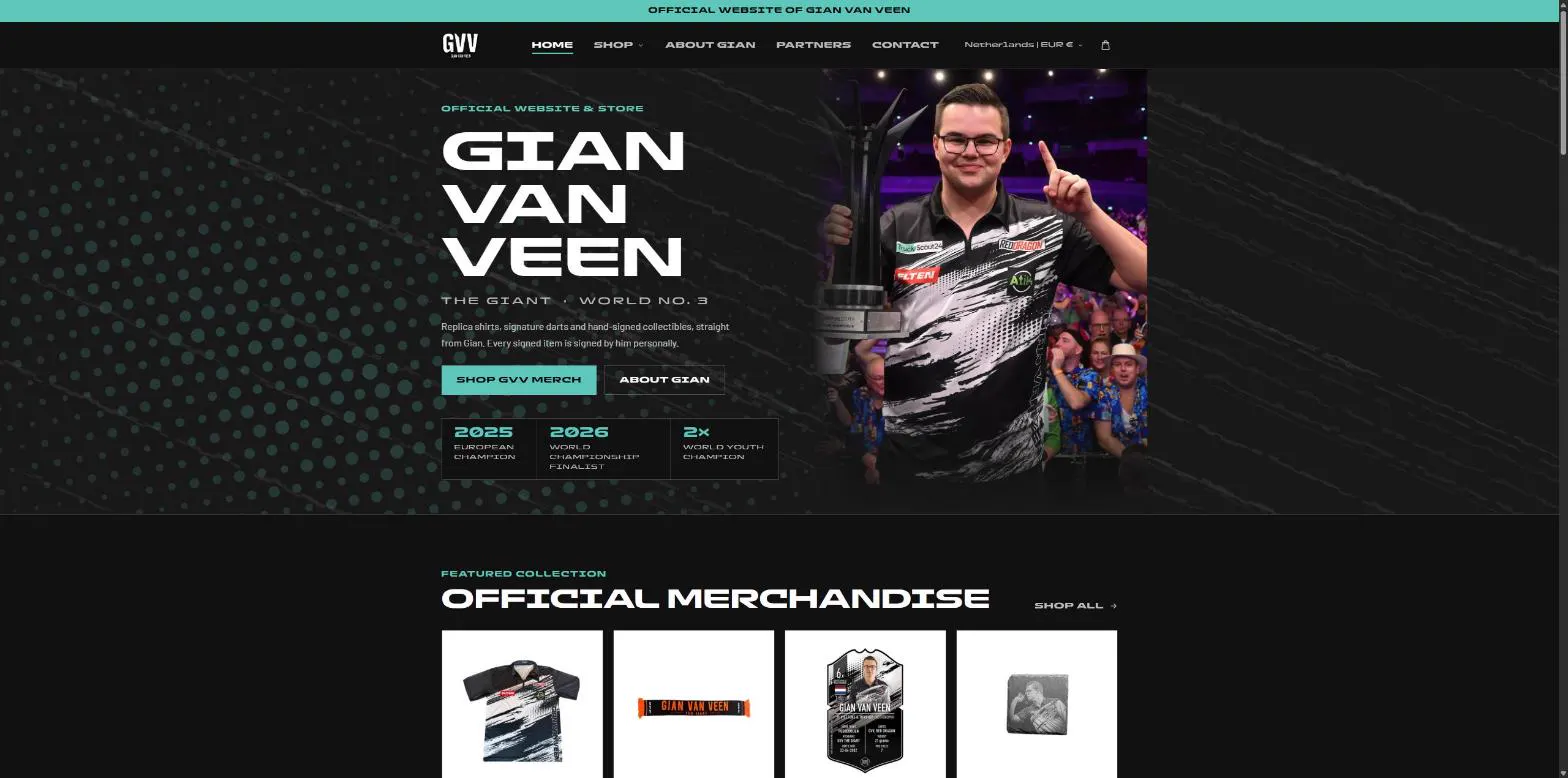 Website en webshop van Gian van Veen
