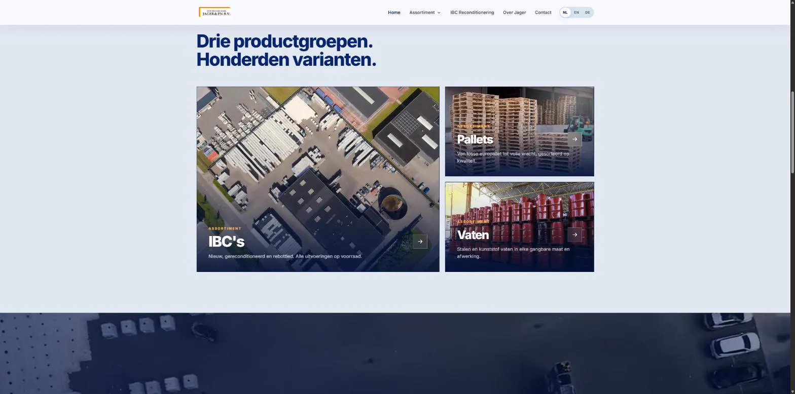 Product range with drone footage on jagerhandel.nl