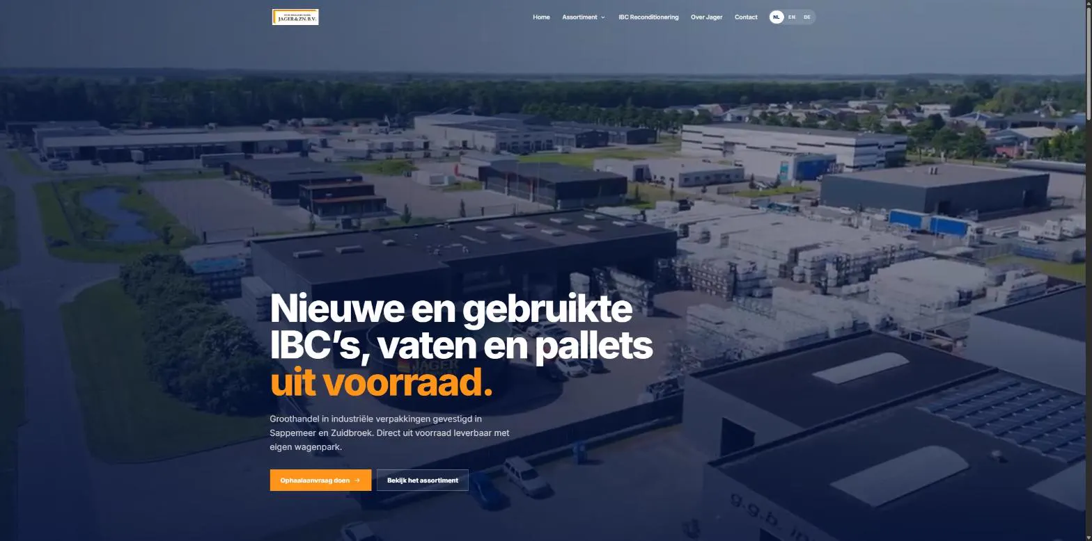 Website van Jager & Zn.